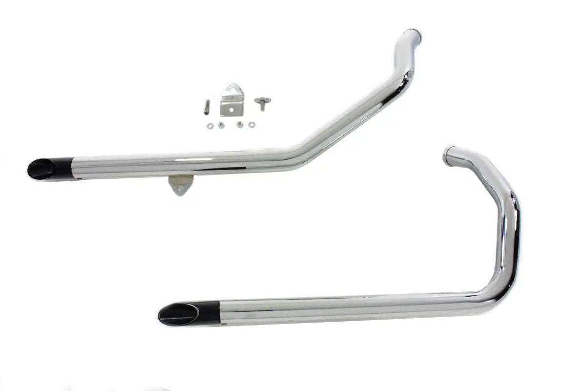 V-Twin Wyatt Gatling Exhaust Drag Pipe Set with Black Slash Tips for Harley Davidson XL Models by V-Twin