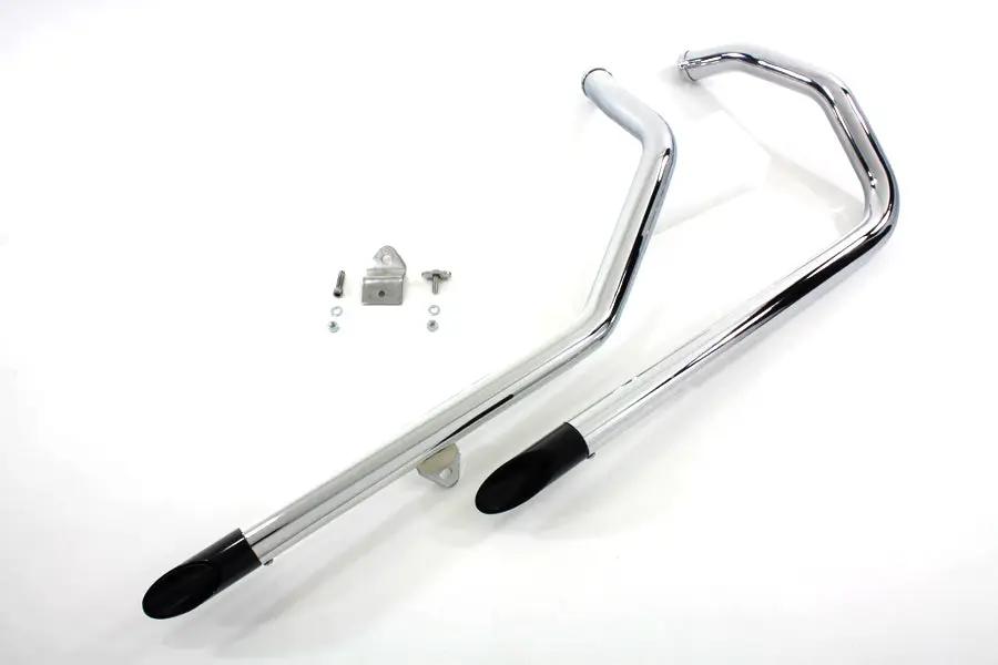 V-Twin Wyatt Gatling Exhaust Drag Pipe Set with Black Slash Tips for Harley Davidson XL Models by V-Twin