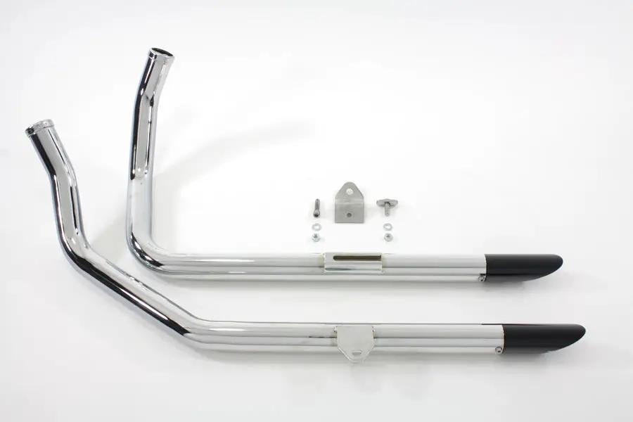 V-Twin Wyatt Gatling Exhaust Drag Pipe Set with Black Slash Tips for Harley Davidson XL Models by V-Twin