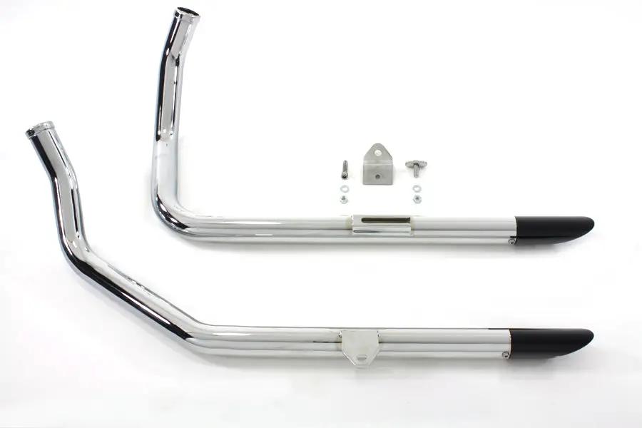 V-Twin Wyatt Gatling Exhaust Drag Pipe Set with Black Slash Tips for Harley Davidson XL Models by V-Twin