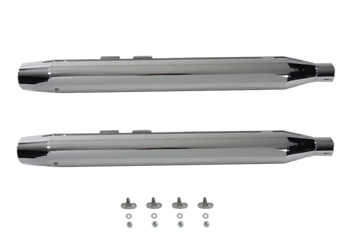V-Twin Muffler Set with Chrome Long Tapered End Tips for Harley Davidson FLT - Part No. 9433 by V-Twin