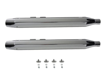 V-Twin Muffler Set with Chrome Long Tapered End Tips for Harley Davidson FLT - Part No. 9433 by V-Twin