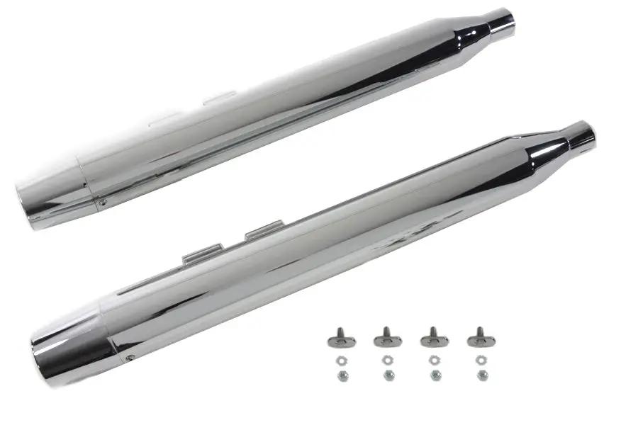 V-Twin Muffler Set with Chrome Long Tapered End Tips for Harley Davidson FLT - Part No. 9433 by V-Twin