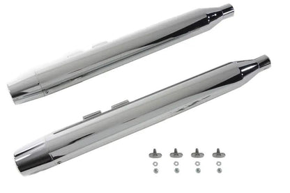 V-Twin Muffler Set with Chrome Long Tapered End Tips for Harley Davidson FLT - Part No. 9433 by V-Twin