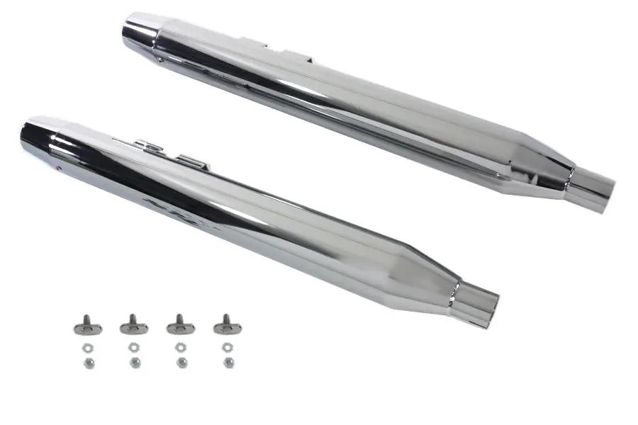V-Twin Muffler Set with Chrome Long Tapered End Tips for Harley Davidson FLT - Part No. 9433 by V-Twin
