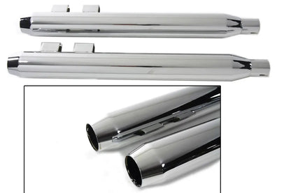 V-Twin Muffler Set with Chrome Short Tapered End Tips for Harley Davidson FLT (1995-2004) by V-Twin