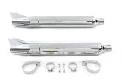 V-Twin Replica Fishtail Muffler Set Chrome for Harley Davidson FL Models by V-Twin