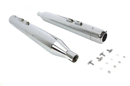 V-Twin 3705 4-Inch Chrome Muffler Set with Hollow Point End Tips for Harley Davidson FLT Models by V-Twin
