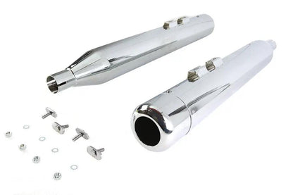 V-Twin 3705 4-Inch Chrome Muffler Set with Hollow Point End Tips for Harley Davidson FLT Models by V-Twin