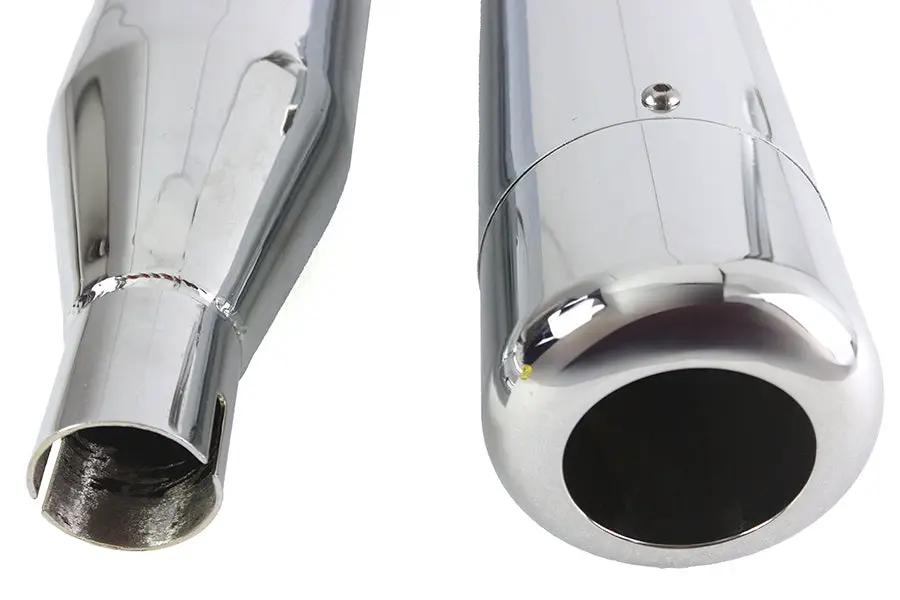 V-Twin 3705 4-Inch Chrome Muffler Set with Hollow Point End Tips for Harley Davidson FLT Models by V-Twin