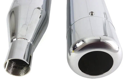 V-Twin 3705 4-Inch Chrome Muffler Set with Hollow Point End Tips for Harley Davidson FLT Models by V-Twin