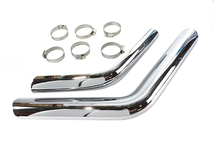 V-Twin Part 75333 Drag Exhaust Pipe Heat Shield Set Chrome for Harley Davidson FX Models by V-Twin