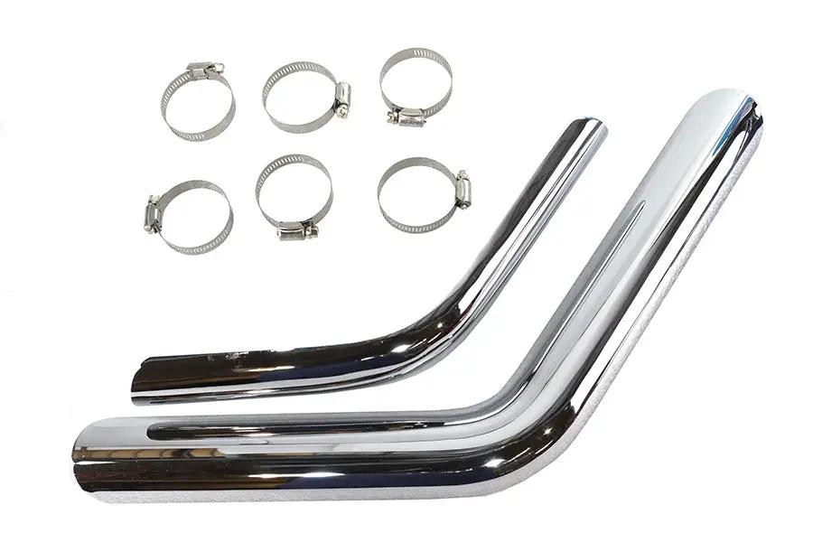 V-Twin Part 75333 Drag Exhaust Pipe Heat Shield Set Chrome for Harley Davidson FX Models by V-Twin