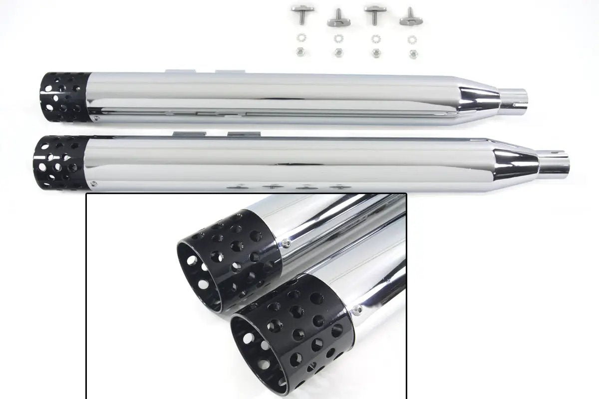 V-Twin Muffler Set with Black Shooter Style Ends for Harley Davidson FLT - 33 Inch Length by V-Twin