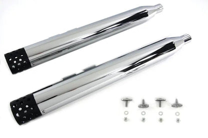V-Twin Muffler Set with Black Shooter Style Ends for Harley Davidson FLT - 33 Inch Length by V-Twin