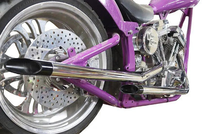 V-Twin Drag Pipe Set Slash Cut End with Long Black Tips for Harley Davidson FXST (1986-1995) by V-Twin