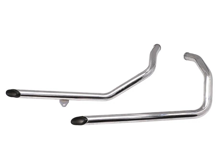 V-Twin Exhaust Drag Pipe Set Chrome with Black Slash Tips for Harley Davidson XL (1983-1992) by V-Twin