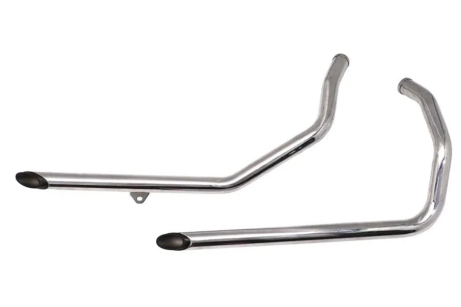 V-Twin Exhaust Drag Pipe Set Chrome with Black Slash Tips for Harley Davidson XL (1983-1992) by V-Twin