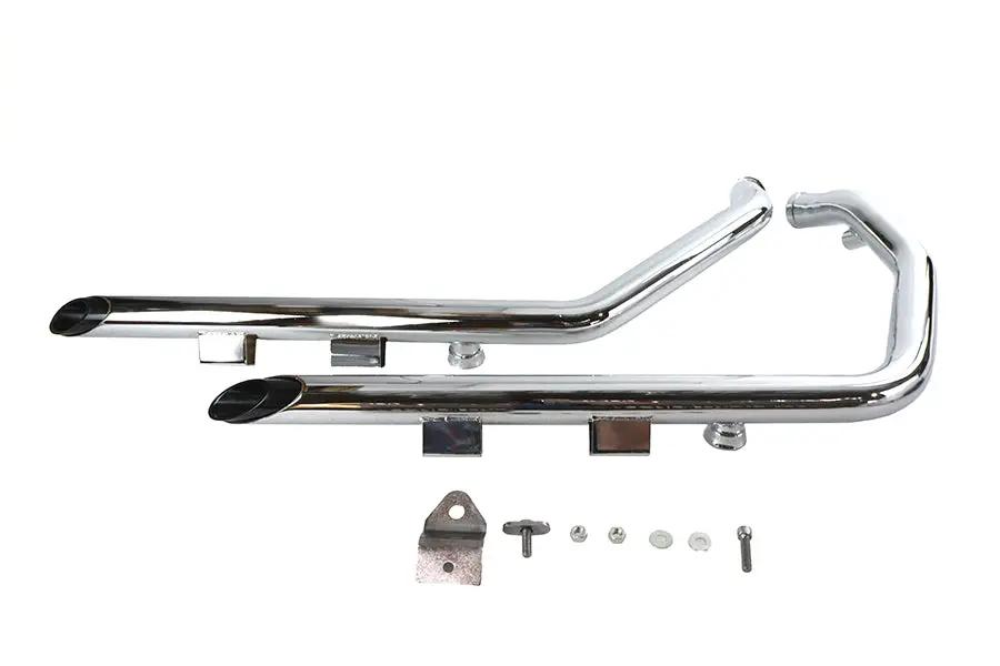 V-Twin Wyatt Gatling Exhaust Drag Pipe Set with Slash Cut Chrome Tips for Harley Davidson XL (2007-2013) by V-Twin