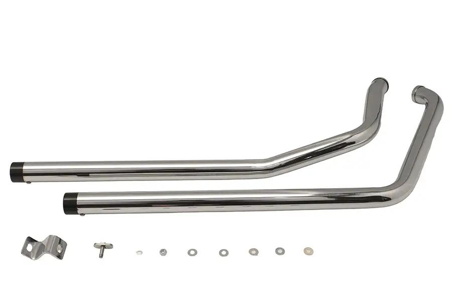V-Twin Exhaust Drag Pipe Set with Short Straight Cut Black Tips for Harley Davidson FXST by V-Twin