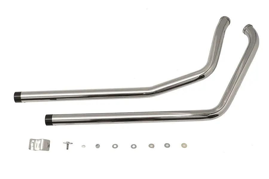 V-Twin Exhaust Drag Pipe Set with Short Straight Cut Black Tips for Harley Davidson FXST by V-Twin