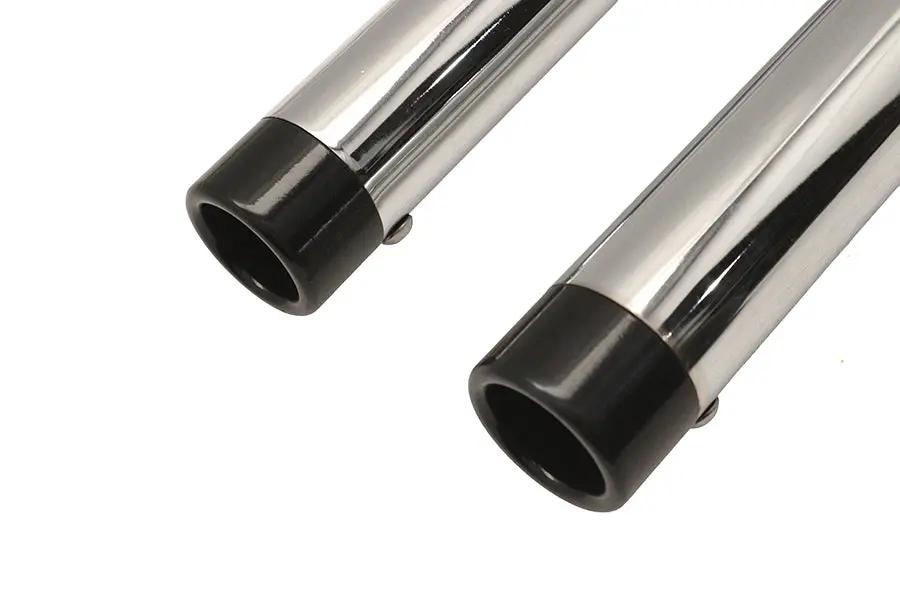 V-Twin Exhaust Drag Pipe Set with Short Straight Cut Black Tips for Harley Davidson FXST by V-Twin