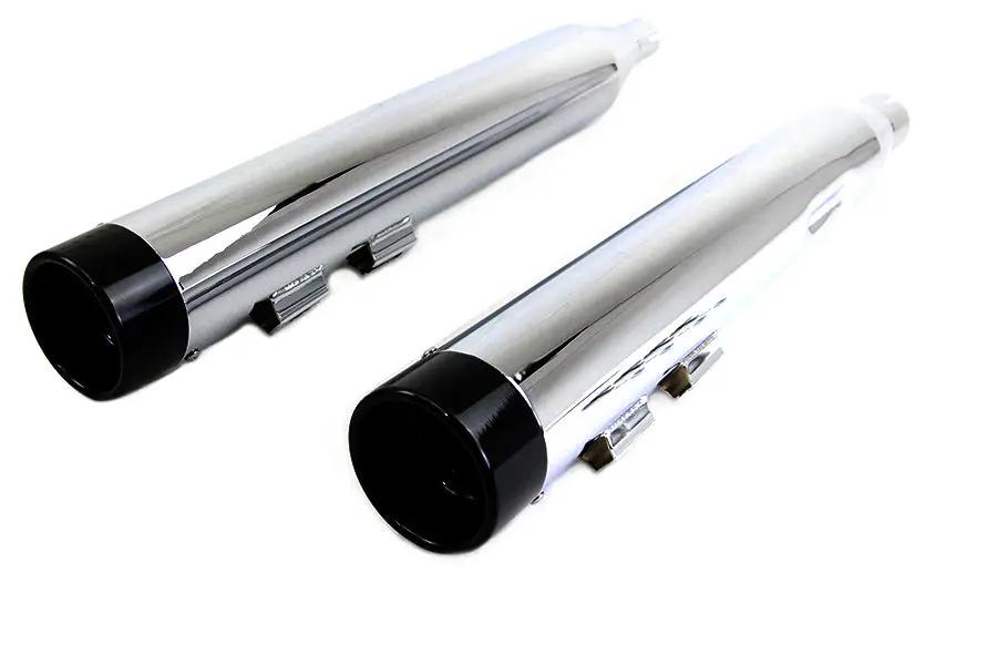 Wyatt Gatling Muffler Set Chrome with Black Stub Nose Tip for Harley Davidson FLT (2017-2026) by Wyatt Gatling