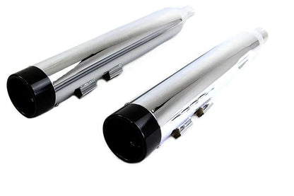 Wyatt Gatling Muffler Set Chrome with Black Stub Nose Tip for Harley Davidson FLT (2017-2026) by Wyatt Gatling
