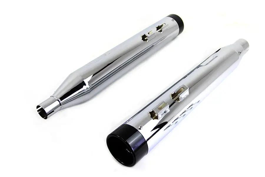 Wyatt Gatling Muffler Set Chrome with Black Stub Nose Tip for Harley Davidson FLT (2017-2026) by Wyatt Gatling