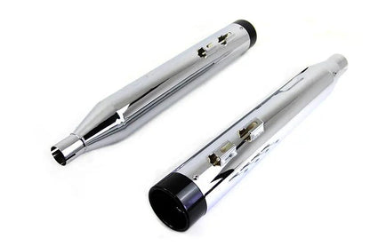 Wyatt Gatling Muffler Set Chrome with Black Stub Nose Tip for Harley Davidson FLT (2017-2026) by Wyatt Gatling