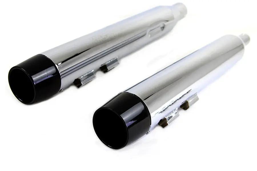 Wyatt Gatling Chrome Muffler Set with Black Conical Tip for Harley Davidson FLT (2017-2026) by Wyatt Gatling