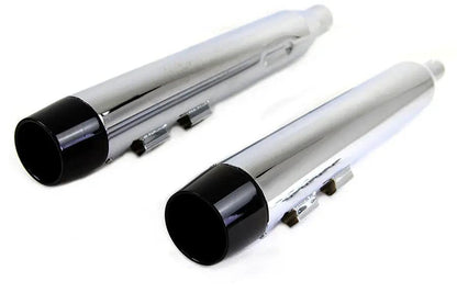 Wyatt Gatling Chrome Muffler Set with Black Conical Tip for Harley Davidson FLT (2017-2026) by Wyatt Gatling