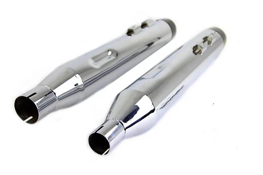 Wyatt Gatling Chrome Muffler Set with Black Conical Tip for Harley Davidson FLT (2017-2026) by Wyatt Gatling