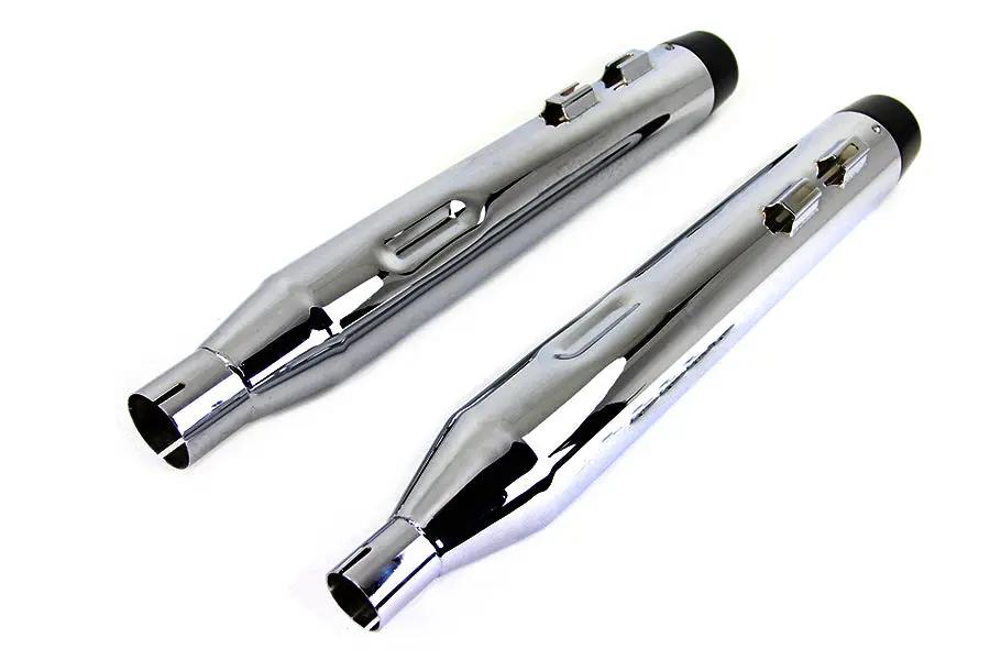 Wyatt Gatling Chrome Muffler Set with Black Conical Tip for Harley Davidson FLT (2017-2026) by Wyatt Gatling
