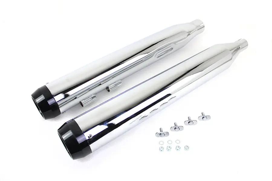 Wyatt Gatling Chrome Muffler Set with Black Taper Tip for Harley Davidson FLT (2017-2026) by Wyatt Gatling