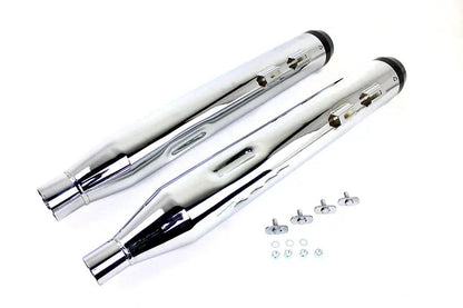 Wyatt Gatling Chrome Muffler Set with Black Taper Tip for Harley Davidson FLT (2017-2026) by Wyatt Gatling