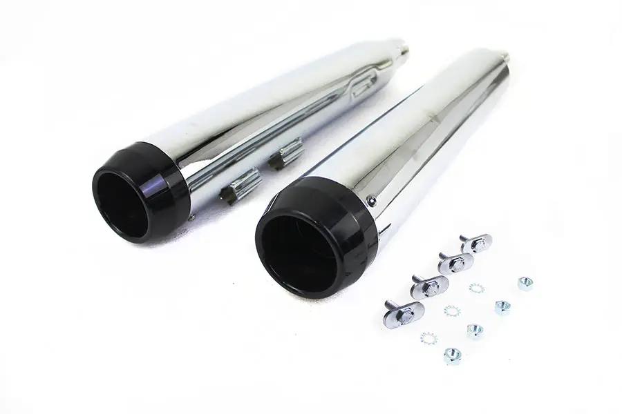 Wyatt Gatling Chrome Muffler Set with Black Taper Tip for Harley Davidson FLT (2017-2026) by Wyatt Gatling