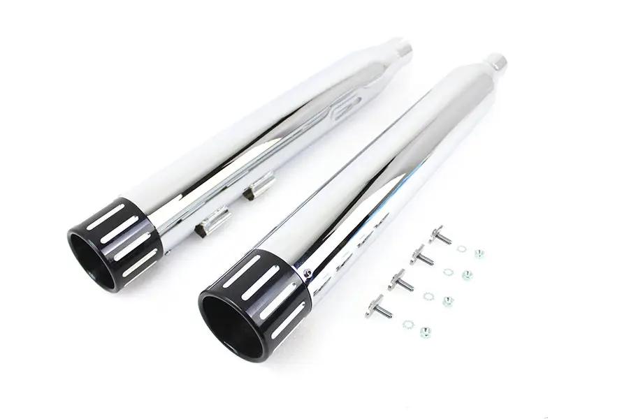 Wyatt Gatling Muffler Set with Chrome Finish and Black Revolver Tips for Harley Davidson FLT (2017-2026) by Wyatt Gatling