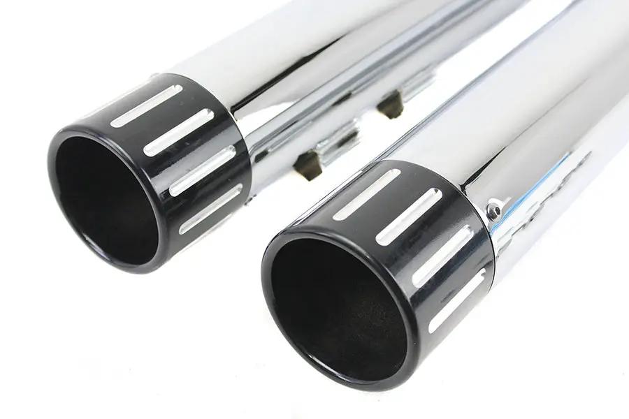 Wyatt Gatling Muffler Set with Chrome Finish and Black Revolver Tips for Harley Davidson FLT (2017-2026) by Wyatt Gatling
