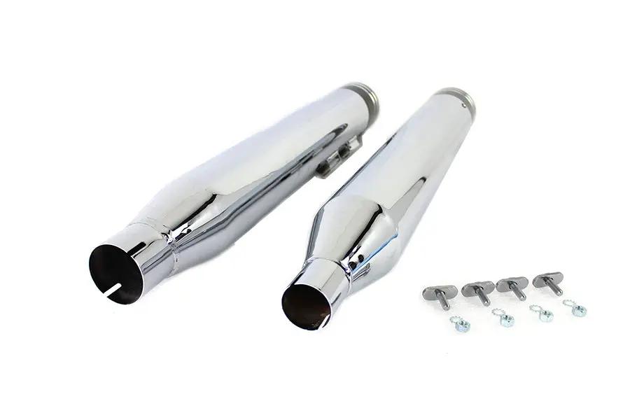 Wyatt Gatling Muffler Set Chrome with Black 2 Ring Comet Tip for Harley Davidson FLT by Wyatt Gatling