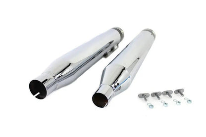 Wyatt Gatling Muffler Set Chrome with Black 2 Ring Comet Tip for Harley Davidson FLT by Wyatt Gatling