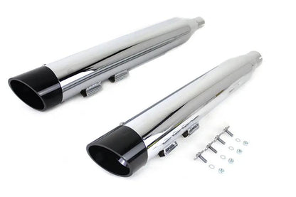 Wyatt Gatling Muffler Set Chrome with Black Slash Down Tip for Harley Davidson FLT by Wyatt Gatling