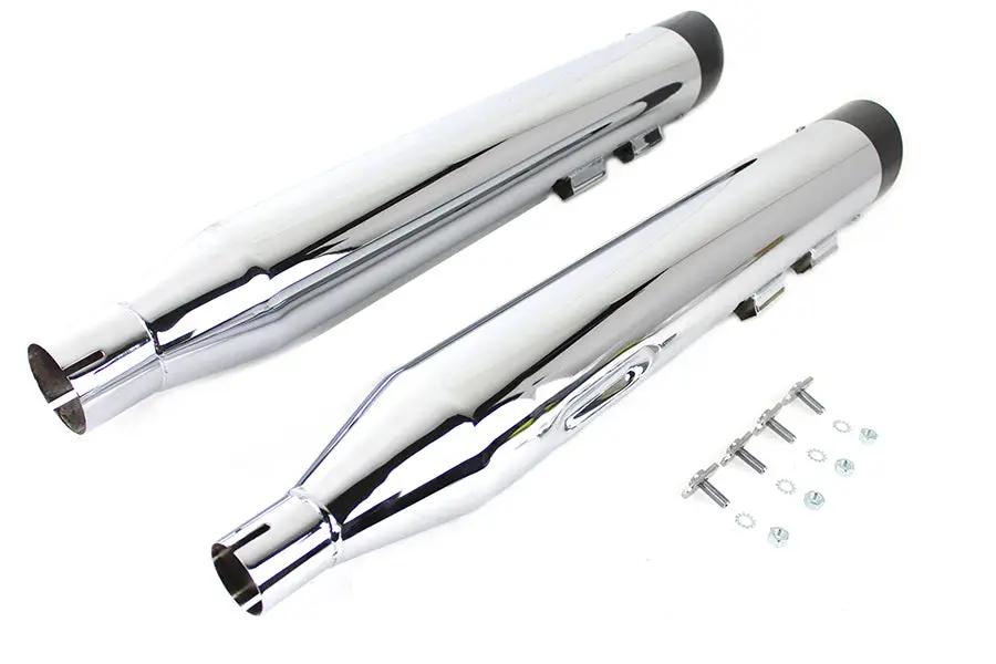 Wyatt Gatling Muffler Set Chrome with Black Slash Down Tip for Harley Davidson FLT by Wyatt Gatling