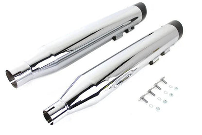 Wyatt Gatling Muffler Set Chrome with Black Slash Down Tip for Harley Davidson FLT by Wyatt Gatling
