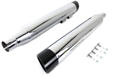 Wyatt Gatling Muffler Set Chrome with Black Slash Down Tip for Harley Davidson FLT by Wyatt Gatling