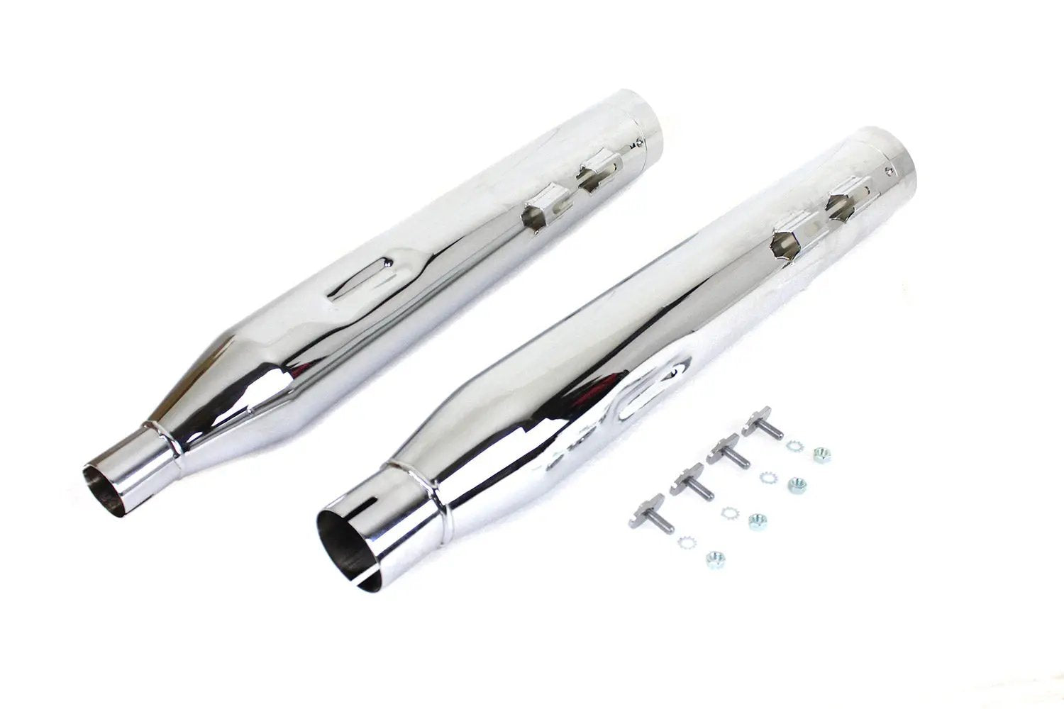 Wyatt Gatling Muffler Set Chrome with Chrome Slash Down Tip for Harley Davidson FLT by Wyatt Gatling