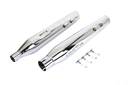 Wyatt Gatling Muffler Set Chrome with Chrome Slash Down Tip for Harley Davidson FLT by Wyatt Gatling