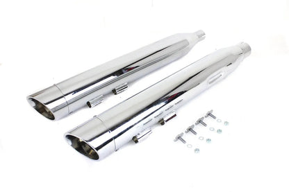 Wyatt Gatling Muffler Set Chrome with Chrome Slash Down Tip for Harley Davidson FLT by Wyatt Gatling
