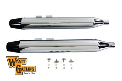 V-Twin Wyatt Gatling Muffler Set with Black Long Tapered End Tips for Harley Davidson FLT (1995-2004) by V-Twin