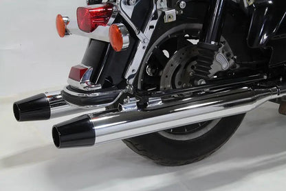 V-Twin Wyatt Gatling Muffler Set with Black Long Tapered End Tips for Harley Davidson FLT (1995-2004) by V-Twin